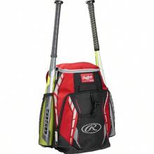 Rawlings R400 Baseball And Softball Backpack Equipment Bag TBall Rec Travel Multiple Colors - Scarlet - View 2