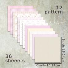 36 Sheets 6inch (Pink Plaid Background) Scrapbooking Paper, Suitable For Bullet Journals, Collages, Greeting Cards, Scrapbooks And Crafts