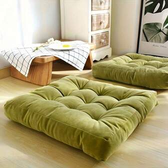 1 pieza Almohada de piso de pana cuadrada - Cojín de tatami grande y esponjoso para yoga, meditación, sala de estar, balcón y oficina, 100% poliéster, decoración del hogar contemporánea, almohadas de piso para sentarse, accesorio de meditación, color neutro, acabado de textura suave