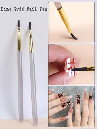 2-pack - Nagelkonstpenna, Kabelborstset med akrylhandtag för bekvämt grepp, Professionellt nagelverktygsset, Professionellt ritverktyg för gör-det-själv-salong