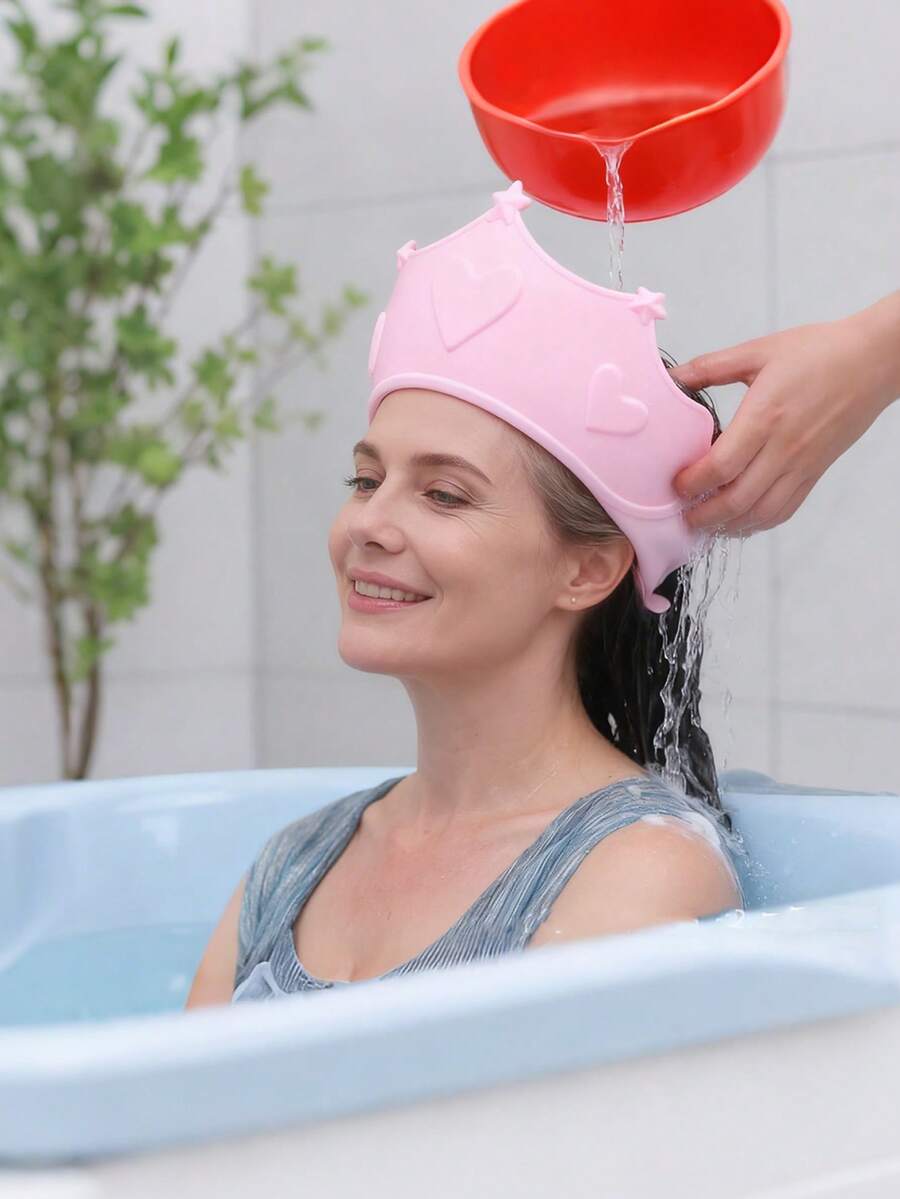 Adjustable Crown Earcup Shower Cap, Suitable For Shampoo And Bath - Shower Cap, Bathroom Accessory, Snug Design, Comfortable To Wear, High-Quality Light Beige Color, Home Bathroom Decoration - Multicolor - View 1