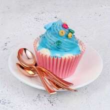 150/75/50/25/10件玫瑰金餐具套装，高端闪亮，适合生日派对、节日晚宴等场合，提升派对氛围 - 玫瑰金 - 查看 6