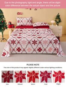 Juego de sábanas de 3/4 piezas con estampado de copos de nieve y enrejado, con sensación suave como una nube, resistente a las arrugas y al encogimiento, que incluye 1 sábana plana + 1 sábana ajustable + 1/2 fundas de almohada, sábana de bolsillo profundo, para camas de todos los tamaños, certificado Oeko-Tex