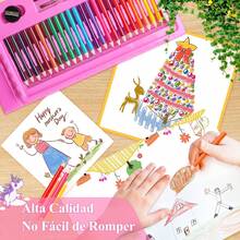 Set de Arte para Niñas 208 Pcs, Kit de Dibujo Colores Profesional con Caballete de Doble Faceta, Plumones, Pinturas, Aquarelas, Crayolas y Lapices de Colores, Regalo para Niñas Niños 6 8 9 10 Años (Rosa) - 1 - Ver 2