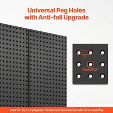 Metal Pegboard Panels, 24" X 12" Pegboard, 4 Panels, Heavy Duty Steel Peg Board Wall Organizer, For Living Room Garage Tool Storage Workbench Office Organization Craft Room Kitchen Home, Black - 24" x 12" 4 Panels - 查看 5