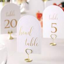 Arch Table Numbers 1 - 20+ Table, 4x6 Inch White Art Paper, Double - Sided, Gold Foil Embossed Details, Elegant Wedding Reception, Centerpiece Decoration, Event, Party, No Holders - 1-20 Lá Vàng - Xem 6