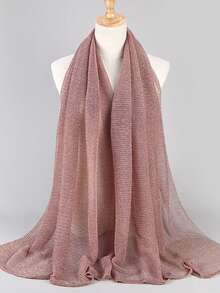 1pc Women's Shimmery Textured Mesh Muslin Hijab Veil - Multicolor - View 15