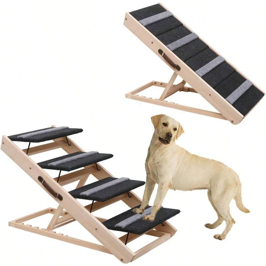 Upgrade 2 - In - 1 Pet Ramp Dog Stair, Folding Pet Stairs, Portable Dog Ramp SmallLarge Old Animals With Non - Slip Surface, Dog Ramp Bed, Couch And Car, 11.8 To 23.6 Height Adjustable40*17. - 40*17,71 - Xem 1