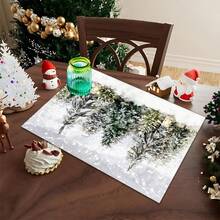 1 pezzo/4 pezzi/6 pezzi Tovagliette in lino con motivo albero di Natale, adatte per tavolo da pranzo, Natale, possono essere regali di Natale, decorazioni natalizie, applicabili per tutte le stagioni, tovagliette da tavolo moderne lavabili, decorazione per la stanza, sottobicchieri, tappetini per tavolo da cucina e da pranzo, decorazione per feste interne/esterne, decorazione per la casa, regali ideali