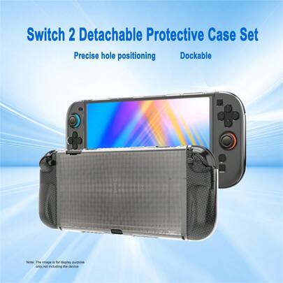 2pcs/Set Detachable Grip Covers + 1pc Console Protective Case For Nintendo Switch 2nd Generation Controller, Ergonomic Bulge Design For Better Grip, Anti-Slip, Sweat-Proof, Scratch-Resistant