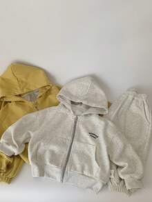 2025 Autumn New 2pcs/Set Kids Solid Color Jacket & Casual Pants Outfit