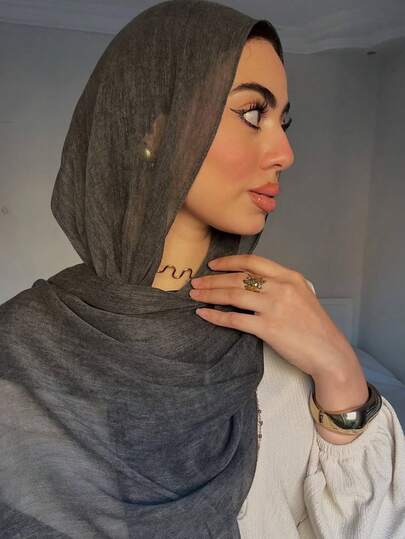 Al Najma 1件秋冬扎染纯色透气柔软加大码头巾，可搭配连衣裙