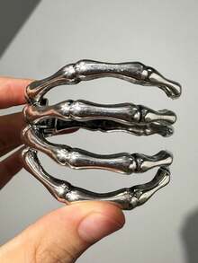 1 pieza Brazalete de mano de esqueleto hueco de diseño de nicho oscuro de estilo subcultura vintage Y2K plateado, adecuado para uso diario, fiesta, casual, accesorio de atuendo