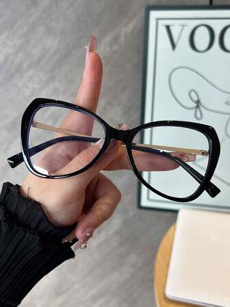 1 副女士猫眼蝴蝶形时尚简约高端免妆平板眼镜，适合季节性服装变化、家庭办公、商务旅行、户外活动、驾驶、钓鱼、工作和日常使用