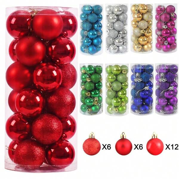 24 PIEZAS Adornos de bolas de Navidad, Bolas de Navidad miniatura de 1,18 pulgadas con brillo verde para decorar el árbol de Navidad, decoraciones colgantes para árbol de Navidad, bolas decorativas para árbol de Navidad, para uso interior y exterior, manualidades y fiestas