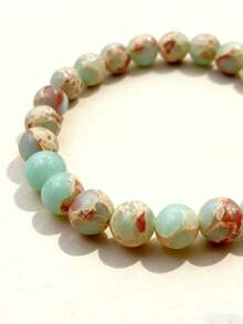 1PC Ocean Sediment Jasper Beaded Bracelet: 8mm Gem Crystal, Healing Crystal Bracelet, Elastic Beaded Bracelet