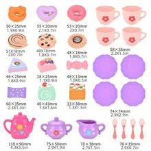 儿童茶具玩具，逼真的茶壶和茶具玩具套装，假装下午茶玩具，厨房玩具，适合男孩女孩派对生日圣诞节万圣节玩具礼物 - 彩色 - 查看 3