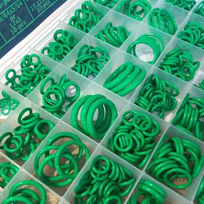 595pcs/Set Assorted Green O-Rings Sealing Gaskets, Multifunctional Repair Kit For Automotive Equipment Cylinder Seal Replacement
