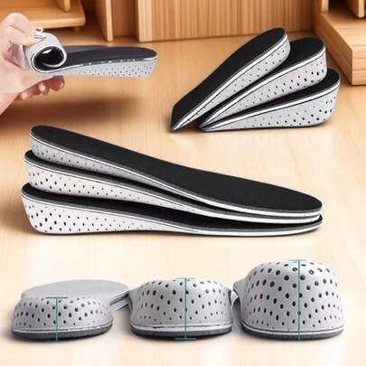 Plantillas para aumentar la altura, insertos para aumentar la altura de forma invisible, plantillas deportivas cálidas y completas, aumento de altura de 2-4 cm para hombres y mujeres, plantillas completas con cojín de aire cómodo y transpirable, altura ajustable, insertos para aumentar la altura de forma invisible