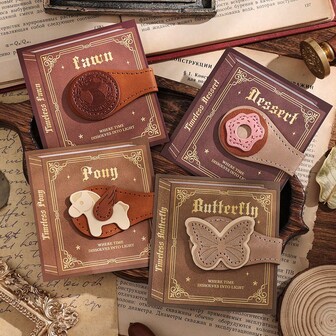 1 Pc Vintage Leather Bookmark, Classic Stitched Bookmark, Bookmarks With Leather Rope, PU Bookmarks Clip Planner Accessories, Kawaii Animal Theme For Women, Men, Book Lovers, Readers, Birthday Gifts