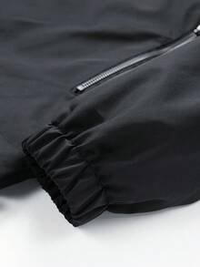 Plus Size Men's Casual, Sports, Outdoor Lightweight Zip-Up Hooded Jacket, Spring/Autumn - Black - View 5