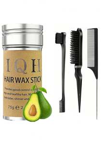 Set da 4 pezzi di pettini e cera per capelli, 1 pezzo di barretta di cera per capelli non unta per styling, pomata forte che rende i capelli ordinati e puliti, 1 pezzo di pennello per bordi per mantenere i bordi dei capelli lisci, 1 pezzo di pettine per acconciare i capelli lisci, controllo dei baby hair e domare le doppie punte