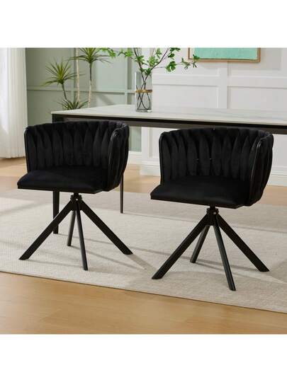 Fluwelen Seats Heavy Metal Frame, 180 Degree Swivel Function, Back, Zachte Luxurious Flexible Between Living Room, Budol Creative Workspace (Set Of 2) view 5