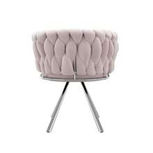 Velvet Vanity Chair, 1 Piece, Luxury Single Swivel Chair For Bedroom, Leisure Swivel Chair, Four Metal Support Legs, Pink - Pink - View 8