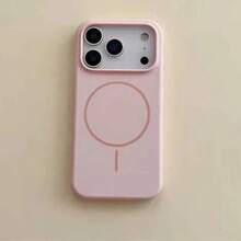 奢华亮面荧光液态硅胶手机壳，兼容 17 Air、16、15、14、13、12、17 Pro Max Plus，带磁吸软壳 - 粉紅白色 - 查看 12