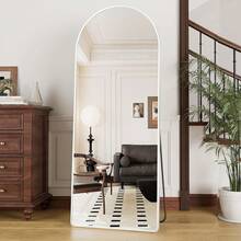 Arched Full Length Mirror 15.7 * 59in Big Floor Mirror Standing Vanity Mirrorwith Stand,Wall Hanging Standing Or Leaning Full Body Mirror,For Bedroom,Living Room-Silvery,24331726 - 銀色 - 查看 5