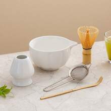 1pc/2pcs/5pcs Premium Matcha Set, Ceramic Bowl With Spout & Bamboo Whisk, Breakfast/Latte Matcha Preparation Set, Matcha Starter Kit, Unique Matcha Gift Box - Yellow - View 7