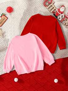 Conjunto de 2 peças para meninas: Moletom de manga comprida com estampa de biscoito de gengibre, ideal para o Natal ou outono/inverno. - Multicolorido - Ver 2