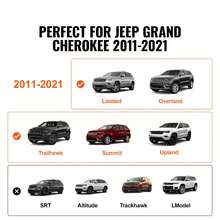 Barras transversales para techo, compatibles con Grand Cherokee 2011-2021 con rieles laterales ranurados, capacidad de carga de 200 libras, barras transversales de aluminio con cerraduras, para bolsa de carga en el techo, equipaje, kayak, bicicleta - 2011-2021 con rieles laterales ranurados, - Ver 2
