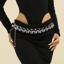1pc Shiny Zinc Alloy Skull Shaped Hook Waist Chain, Versatile Dress Accessory, Fashionable Waist Accessory For All Seasons - Butterfly - View 22