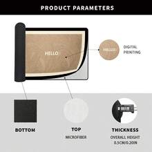 1 szt. Prosty dywanik kuchenny z nadrukiem Nordic HELLO Letter Print, beżowo-czarny, supergęsty, krótki pluszowy materiał, 1000 g/m², odpowiedni do kuchni, przedpokoju, salonu, pralni, korytarza, sypialni, przedpokoju, nowoczesnego wystroju domu, nadający się do prania w pralce, na Boże Narodzenie, Święto Dziękczynienia, prezent na parapetówkę