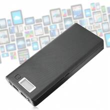 Caja de banco de energía DIY, cargador de batería de cabeza plana, 2 puertos de salida USB, caja de plástico con pantalla LCD, puerto de entrada de micrófono/teléfono/tipo C, caja de banco - Negro - Ver 4