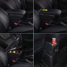 GEARZAAR For  Fiesta Mk7 2009-2017 Arm Rest Centre Console Storage Box Armrest Black - Black - View 6