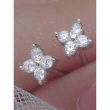 S925 Sterling Silver 18K Gold Mini Four-Leaf Clover Earrings, Sweet & Fresh Meteor Tassel Design For Women