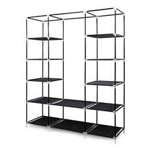 Wardrobe Fabric Wardrobe Folding Wardrobe With Clothes Rails And Pockets-172x134x34cm - màu đen - Xem 7
