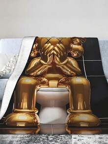 1pc Kawss Kawaii Kaw Gifts Blankets Ultra Soft Flannel Throw Blankets For Living Room Decor Bedroom Couch Sofa Chair Office Car - màu đen - Xem 5