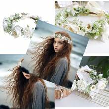 Girl Flower Crown Floral Crown Women Floral Headband Flower Headpiece Halo Boho Maternity Photo Props Wedding Party Prom White