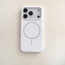 Luxury Glossy Fluorescent Liquid Silicone Phone Case, Compatible With IPhone 17 Air, 16, 15, 14, 13, 12, 17 Pro Max Plus, With Magnetic Soft Cover - Classic White - View 11