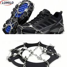 1 para antypoślizgowych ochraniaczy na buty, 8-zębowe kolce ze stali nierdzewnej, kolce do butów zapewniające przyczepność na zewnątrz, odpowiednie do chodzenia, biegania, wędrówek pieszych, wspinaczki, czarne
