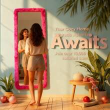 1pcs Fluffy Mirror Cover - 64"X21" Full Length Stretch Universal Ultra Soft Non-Slip Cover Warm Home Decor For Bedroom Cloakroom, Gift For Girls - 彩色 - 查看 5