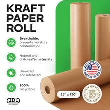 Rollo de papel kraft café grande hecho en - Grosor de 30 libras - Papel de embalaje kraft natural para embalar, relleno de aspiradora - Kraft grueso: 50 libras. - Ver 3
