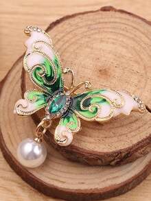 1 pieza Nuevo broche de mariposa de moda, colgador de ropa, colgante de aleación con cristal, accesorio de decoración de insecto