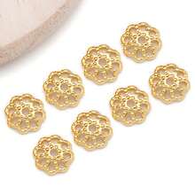10/50 件真 18K 镀金花丝金色花形珠子端盖 漂亮花丝金色珠子端盖 适用于工艺品 DIY 珠宝制作用品 - 金色 - 查看 21