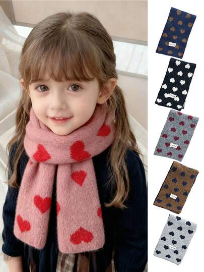 1 pièce Écharpe tricotée à double face de couleur unie pour enfants, réchauffe-cou en tricot pour filles en automne/hiver, écharpe douce et agréable pour bébé, écharpe polyvalente pour filles, écharpe d'hiver épaisse pour le port quotidien, les activités extérieures, la photographie parent-enfant, l'école, cadeau de fête (étiquette aléatoire)