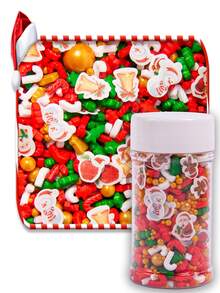 Christmas Sprinkles, Multicolored Pearls For Cake Decorating, Snow Flower Sprinkles For Baking, Pearls Jimmies Mix, Cake Topper Ice Cream Cupcake Cookie Toppings Dessert Decorations, Christmas Winter Party Supplies