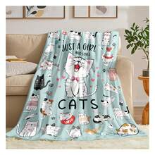 Cat Blanket Gifts For Cat Lovers Soft Flannel Cats Throw Blanket Cats Stuff For  Adults 50"X40" Pop  Gift (Multiple Sizes Available) Nordic Style Acrylic Rectangular Office Nap Sofa Blanket, Air Conditioning Blanket, Knitted Small Blanket, Shawl Cover Blanket, Bed End Blanket Soft & ,Skin-Friendly Multi-Size Versatile Blanket ,Lettering Numbers Doodle Christmas Blanket,Chicken PrintingPerfect Christmas, Halloween, Birthday Gift For Home Decor,Uplifting Gift For Friends, Family, Happy Valentine's Day,Happy New Year. - 彩色 - 查看 2